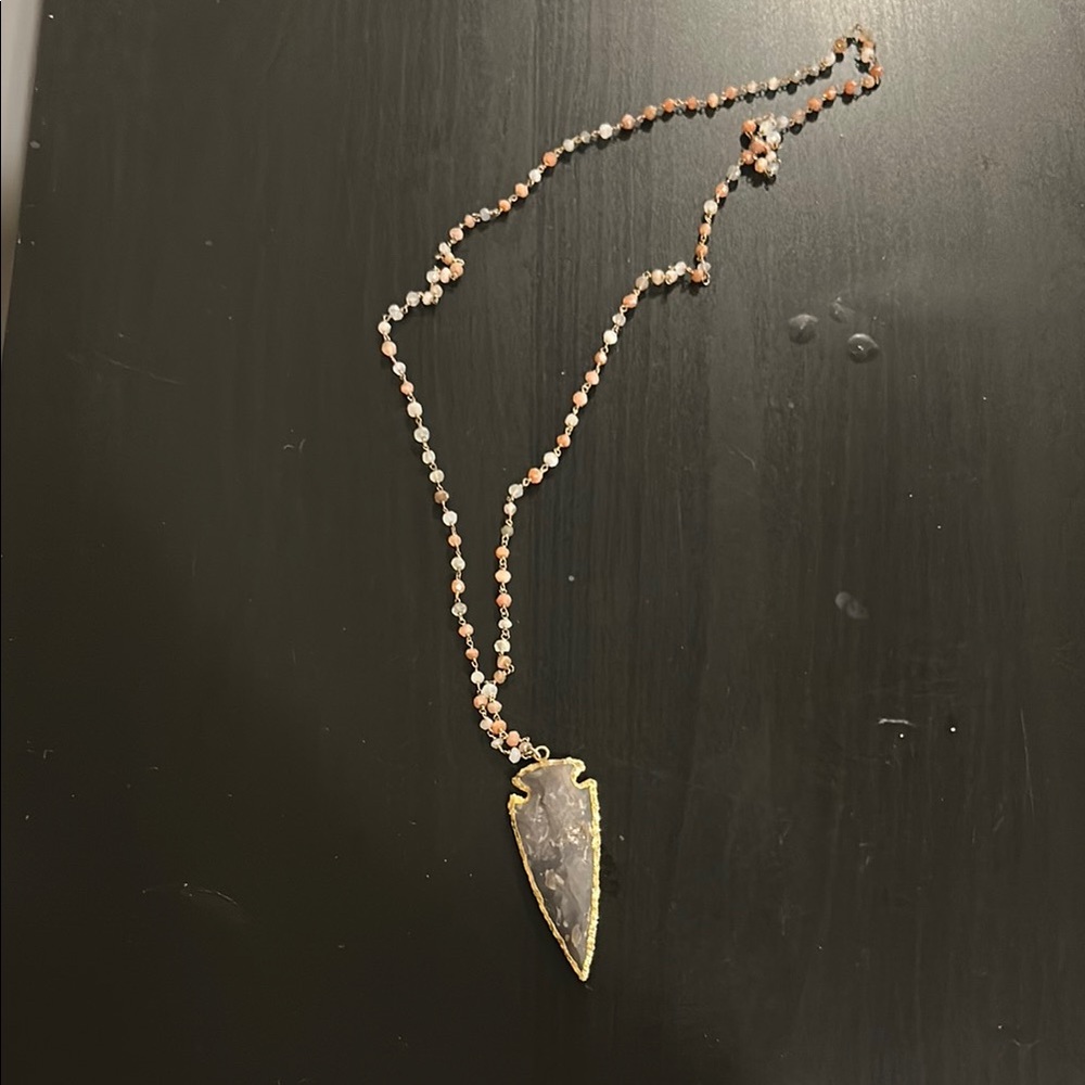 Gold and Black Arrowhead Pendant Necklace
